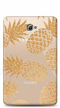 Samsung T580 Galaxy Tab A 10.1 2016 Gold Pineapple Resimli Kılıf - 1