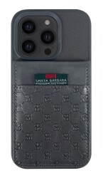 Santa Barbara Hulda Kartvizitli Polo Racquet Club iPhone 13 Pro Max Standlı Gri Kılıf - 1