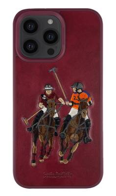 Santa Barbara Jockey Polo Racquet Club iPhone 13 Pro Max Kırmızı Deri Kılıf - 1