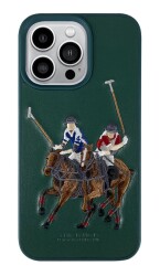 Santa Barbara Jockey Polo Racquet Club iPhone 13 Pro Max Yeşil Deri Kılıf - 1