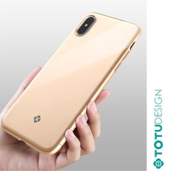 Totu Design Furios iPhone X / XS 3ü 1 Arada Gold Rubber Kılıf - 5