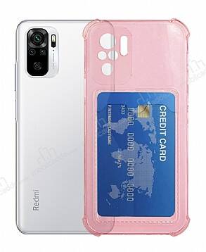 Xiaomi Poco M5s Kartlıklı Kamera Korumalı Şeffaf Pembe Rubber Kılıf - 1