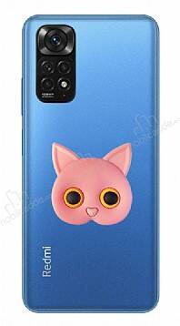 Xiaomi Redmi Note 11S Kedi Figürlü Telefon Tutuculu Açık Pembe Silikon Kılıf - 1