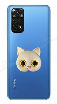 Xiaomi Redmi Note 11S Kedi Figürlü Telefon Tutuculu Gri Silikon Kılıf - 1