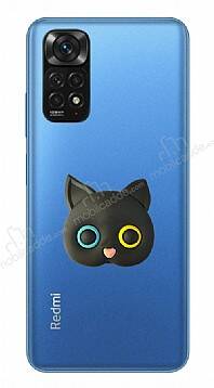 Xiaomi Redmi Note 11S Kedi Figürlü Telefon Tutuculu Siyah Silikon Kılıf - 1