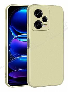 Xiaomi Redmi Note 12 Pro 5G Kamera Korumalı Mat Gold Silikon Kılıf - 1