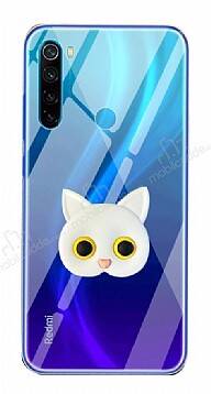 Xiaomi Redmi Note 8 Kedi Figürlü Telefon Tutuculu Beyaz Silikon Kılıf - 1