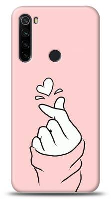 Xiaomi Redmi Note 8 Pink Finger Heart Kılıf - 1