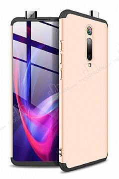 Zore GKK Ays Xiaomi Mi 9T 360 Derece Koruma Gold-Siyah Rubber Kılıf - 1