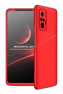 Zore GKK Ays Xiaomi Redmi Note 10 Pro 360 Derece Koruma Kırmızı Rubber Kılıf - 1